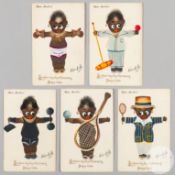 Paris 1924 Olympic Games five souvenir postcards