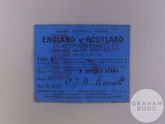 A rare England v. Scotland first International match at Twickenham rugby union ticket stub