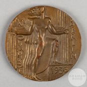 Berlin 1936 Olympic Games participation medal, designed by Otto Placzek