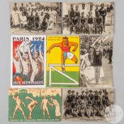 Paris 1924 Olympic Games seven commemorative postcards