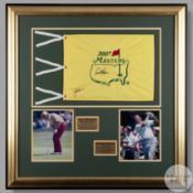2007 Master commemorative flag autographed by Jack Nicklaus and Arnold Palmer