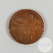 1924 Paris Olympic Games bronze participation medal, designed by Raoul Bernard