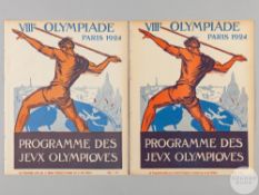 Paris 1924 Olympic Games an opening ceremony programme, 5th July 1924