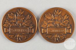 Rare 1894 and 1924 Olympic Congress medal set