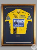 A replica 2005 Tor de France Lance Armstrong autographed yellow jersey