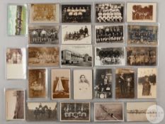 Twenty-five various vintage black and white and colour sporting postcards
