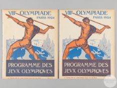 Paris 1924 Olympics Games two official lawn tennis daily programmes 14th and 15th July 1924