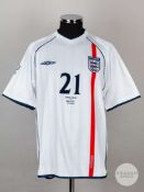 Nicky Butt white England No.21 shirt v Brazil 21st June 2002