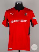 Matthis Abline red No.18 Stade Rennais short-sleeved shirt, 2021-22