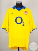 Thierry Henry yellow No.14 Arsenal short sleeved replica 3rd choice shirt 2003/04.