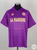 Roberto Baggio purple No.10 Fiorentina short sleeved shirt 1989/90.