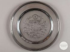 Rare white-metal salver inscribed Manchester United F.A. Cup Finalists 1979