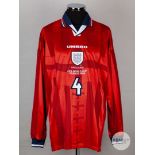 Paul Ince red & navy England No.4 shirt, World Cup 1998