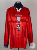 Paul Ince red & navy England No.4 shirt, World Cup 1998