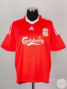 Xavi Alonso red No.14 Liverpool short sleeved replica shirt 2008/10.