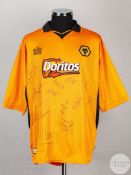 Old gold Wolverhampton Wanderers short sleeved replica shirt 2002/04.