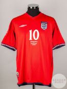 Michael Owen red No.10 England short sleeved 2002 shirt.