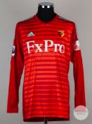 Heurelho Gomes red No.1 Watford long-sleeved shirt, 2018-19