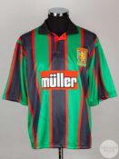 Green, red and black replica Aston Villa short sleeved shirt 1993/95.