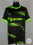 Abdul Fatawu black No.18 Sporting CP Champions League short-sleeved shirt, 2022-23