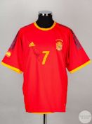 Raul red No.7 Spain short sleeved replica shirt 1998/99.
