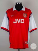 Tony Adams red and white No.6 Arsenal short-sleeved shirt, 1998