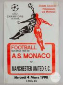 An original As Monaco v. Manchester United Champions League match poster