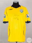 Jonathan Greening yellow No.8 West Bromwich Albion short sleeved shirt 2008/9.