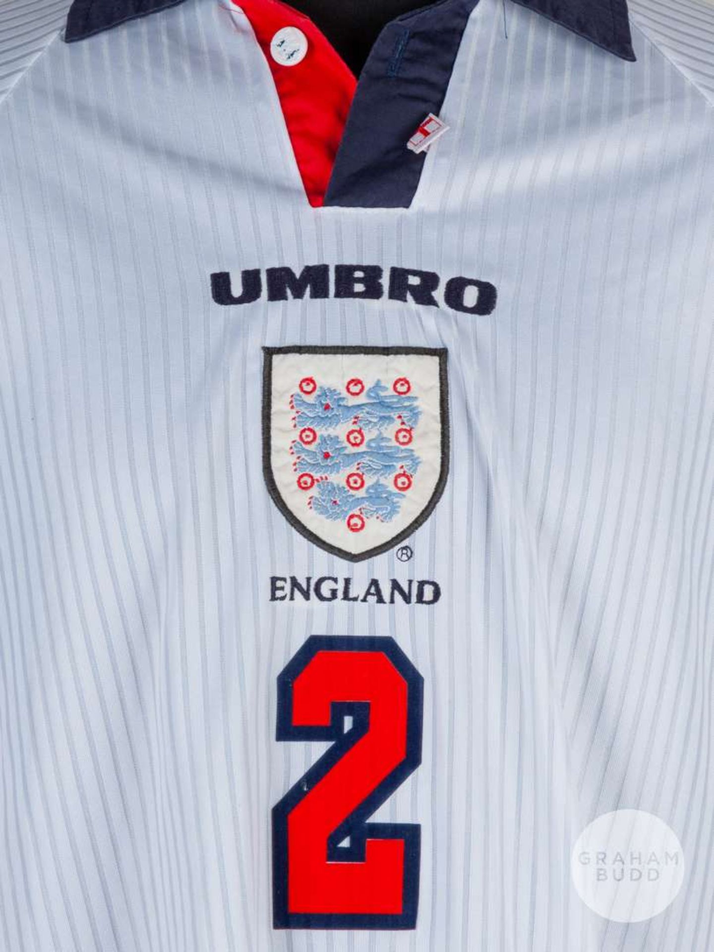 Martin Keown white No.2 England v Czech Republic shirt, 1998. - Bild 3 aus 6