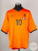 Denis Bergkamp orange No.10 Holland short sleeved shirt 2000.