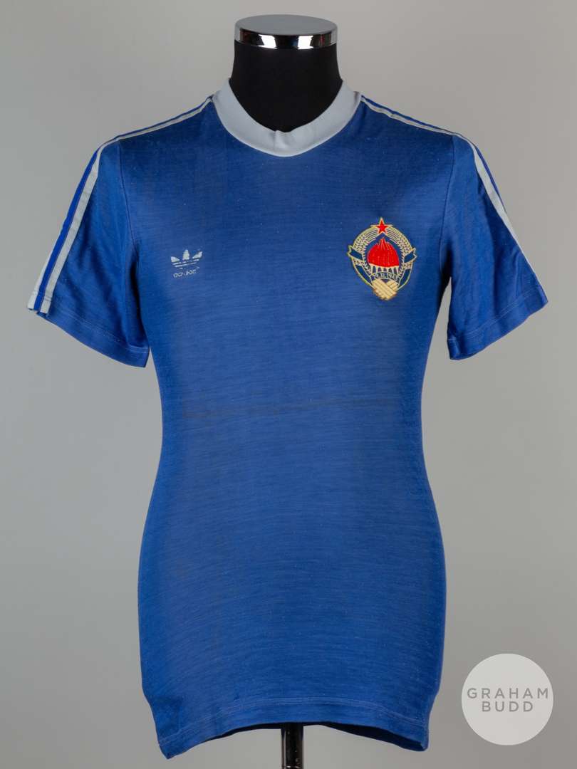 Blue and white No.11 Yugoslavia short-sleeved shirt, 1970s