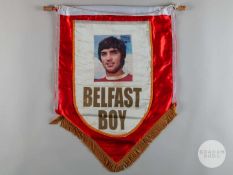 An extremely rare mid 1960s George Best pennant Belfast Boy, 28 x 21in