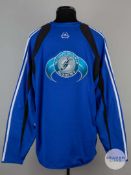 A blue David Beckham Academy long sleeved sweatshirt.,