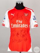 Danny Welbeck red and white No.23 Arsenal short sleeved shirt 2014/15.&nbsp;