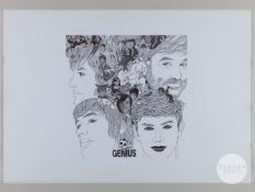 George Best “Genius” print, 25 x 18in