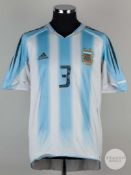 Juan Sorin blue and white No.3 Argentina v. Peru match issued short-sleeved shirt, 2004
