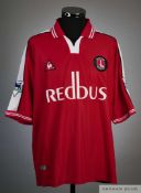 Jorge Costa red and white No.27 Charlton Athletic match issued short-sleeved shirt, 2001-02