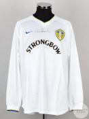 Robbie Fowler white No.27 Leeds United long sleeved shirt 2001/02.