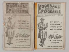 Liverpool v. Bolton Wanderers / Everton Reserves v. Burnley Reserves combined match programme, 1924.