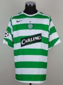 Stephen Pearson green and white No.11 Celtic Champions League short-sleeved shirt, 2006.