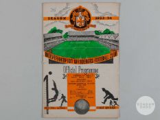 Wolverhampton Wanderers v. Manchester United, Central League programme, 1954.