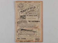 Sheffield United v. Bury match programme, 6th September 1902.
