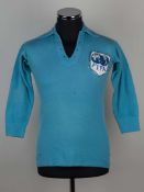 Johnny Carey a rare sky blue FIFA Rest of the Europe v. Great Britain shirt, 1947.