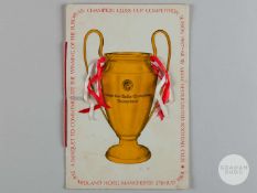 Manchester United Menu at the Midland Hotel for the Celebrations of United winning the European Cup.