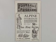 Liverpool v. Bury / Everton Reserves v. Bolton Reserves combined match programme, 28th November 1925