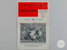 Bradford Park Avenue v Manchester United F.A. Cup 4th Round Replay programme, 1949.