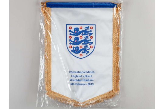 An England v. Brazil commemorative match pennant, 6th February 2013.