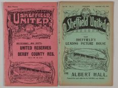 Two Sheffield United match programmes, 1928.