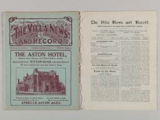 Aston Villa Reserves v. Liverpool Reserves incomplete match programme, 1924.