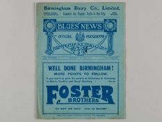Birmingham v. Liverpool match programme, 29th November 1924.